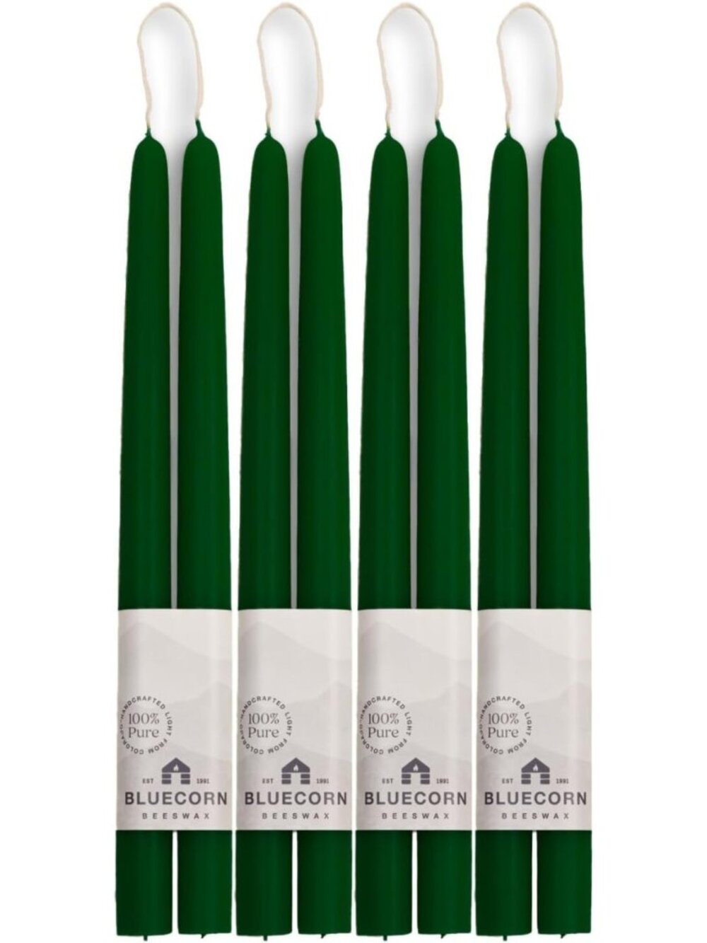 Moss Green 12-Inch Taper Candles - Eco-Friendly Beeswax, 8 Pack, Home Decor